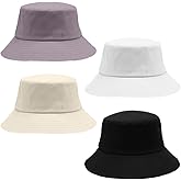 4 Pcs Bucket Hat for Man Woman Summer Cotton Beach Outdoor Sun Protection Bucket Hat Black