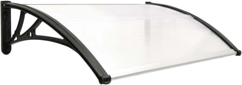 PrimeMatik - Tejadillo de protección 100x60cm Marquesina para Puertas y Ventanas Negro