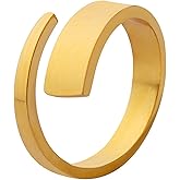 LFDHDDX 18K Gold Plated Simple Open Ring For Women Dainty Band Stackable Rings Statement Ring Finger Jewelry Gift