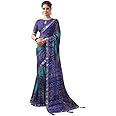 SIRIL Women's Bandhani Printed Chiffon Saree With Blouse(2612S2080_) 5.5 Meters Orange & Red