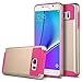 ULAK Note 4 Case, Galaxy Note 4 Case, Knox Armor Slim Dual Layer Protection Hard Back Cover Shock Absorbent TPU Bumper Case for Samsung Galaxy Note 4 (5.7 inch) Champagne Gold+Rose Red