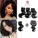 HLSK Brazilian Hair Bundles With Closure 4 Pcs 8