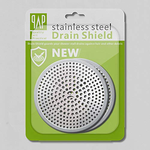 Stainless Steel and Silicone (Black & Warm Grey) 4.5inch Good Grips Easy Clean Shower Stall Drain Protector,Shower Drain Hair Catcher Drain Strainer Hair Cather Shower Drain Hair Trap 2Pack