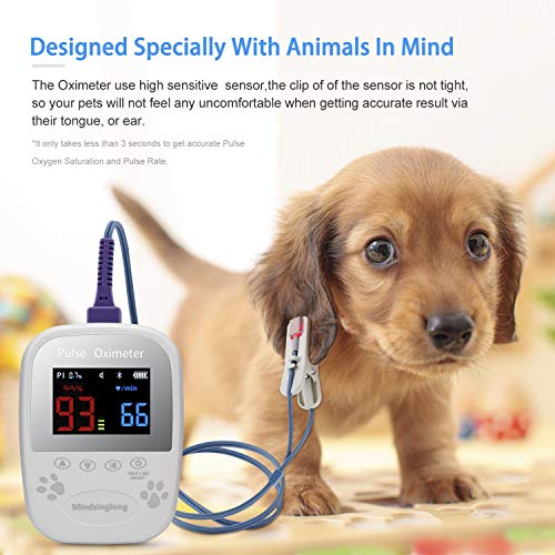 Mindsinglong Veterinary Oximeter, Pets Health Monitor Vet Oxygen Saturation Pulse Rate Perfusion Tester with Ear Tongue Sensor for Cats, Dogs and Other Animals (Bluetooth Supported) - Thumbnail 5