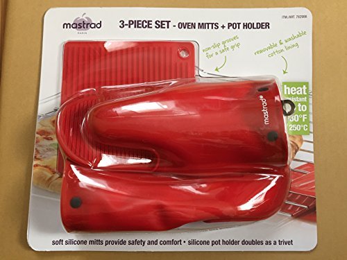 MASTRAD heat-resistant silicon oven mitt set of two Red