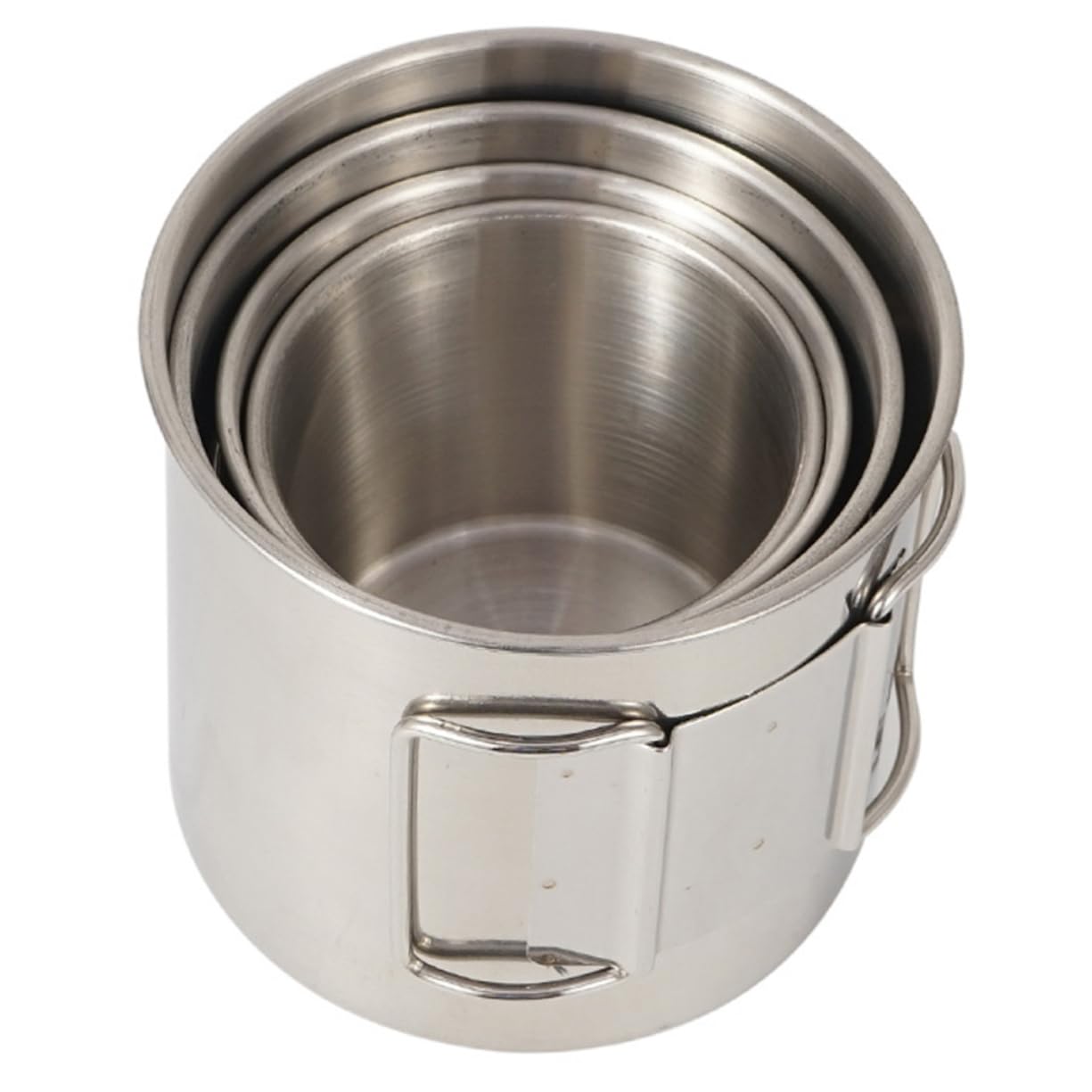 SKISUNO 4pcs Stainless Steel Cup Rice Bowl Mug Cup Stainless Steel Mug Water Container Outdoor Camping Mug Foldable Camping Folding Handle Metal Folding Drinking