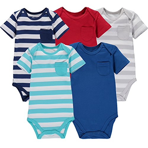 Wan-a-beez 5 pack baby girls  and boys  short sleeve bo…