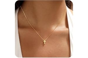 MIDEEO Cross Necklace for Women Trendy - Dainty 14K Real Gold Plated Minimalist Cz Cross Necklace Non Tarnish Waterproof Trendy Cute Simple Small Necklaces Easter Christian Religious Faith Jewelry Gifts