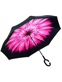 Amagoing Car Inverted Umbrella Double Layer Windproof Reverse Umbrella for Rain Sun