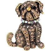 Cute Rhinestone Dog Brooch for Women Men Crystal Cubic Zirconia Brooches Unique Jewelry Lovely Lapel Pin Animal Puppy Fashion Clothing Accessories Corsage Decoration for Hat Suit Pet Lover Daughter