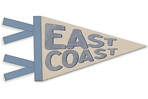 NEFMGEG Coastal Beach Room Decor, East Coast Wall Felt Pennants Banners Flags, Retro Blue Coastal Beachy Wall Hanging Decor for Boys Girls Bedroom Room Dorm Beach House