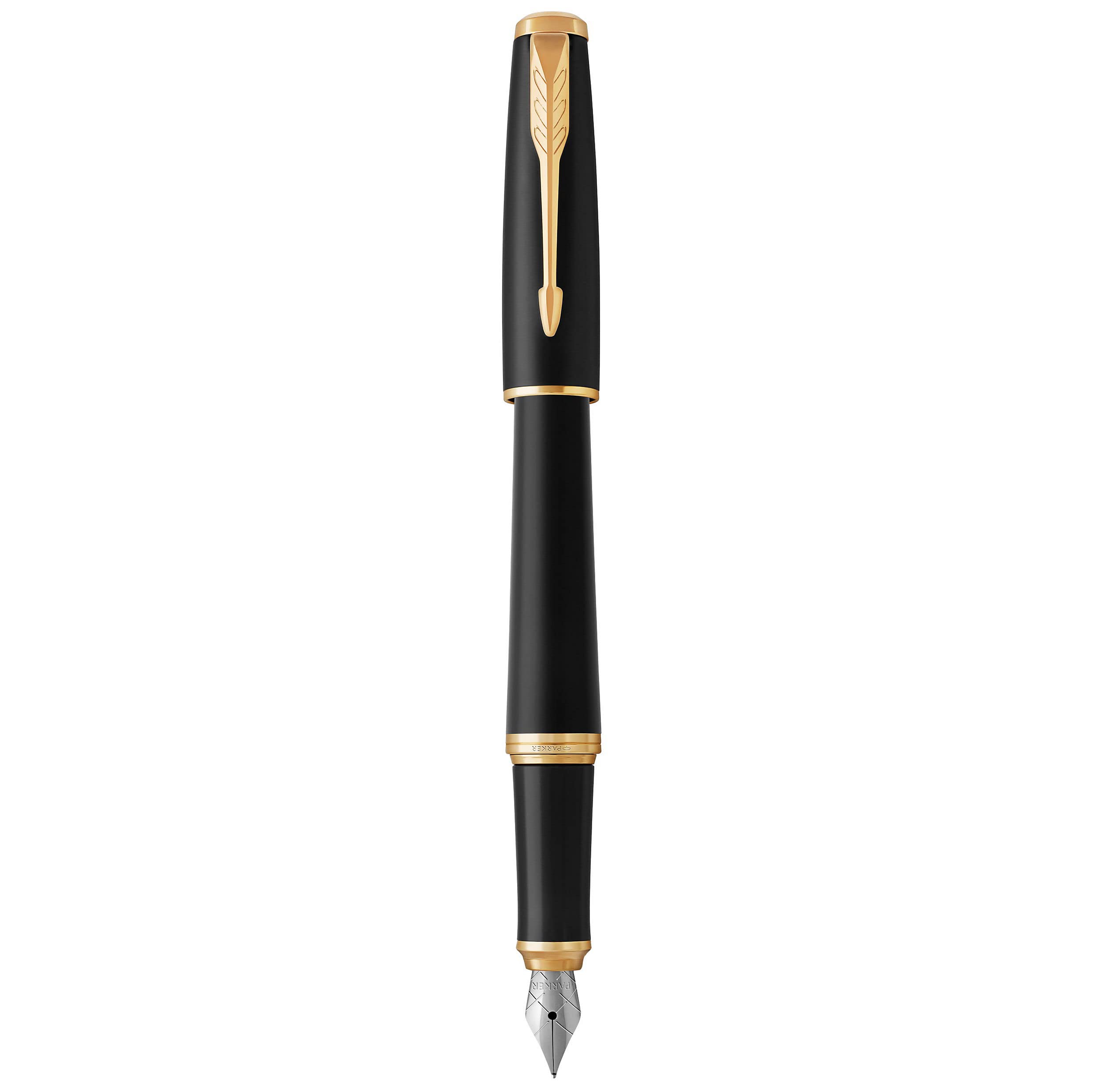 Parker Urban Fountain Pen | Muted Black with Gold Trim | Medium Nib with Blue Ink | Gift Box