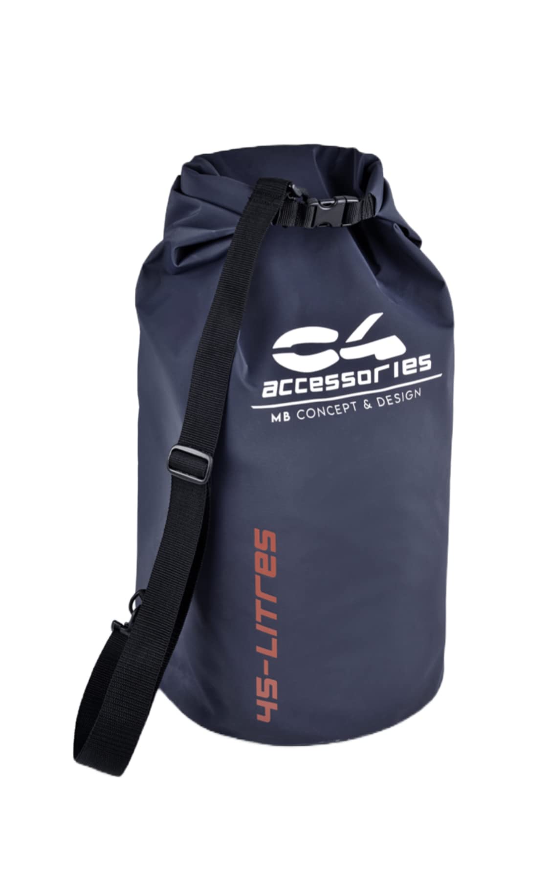 C4 45 lt or 10 lt PVC Waterbag with Carabiner and Adjustable Strap Waterproof Bag/Dry Bag for Outdoor Activities and Water Sports Nautical Camping Kayak (Dark Grey, 45 LT)