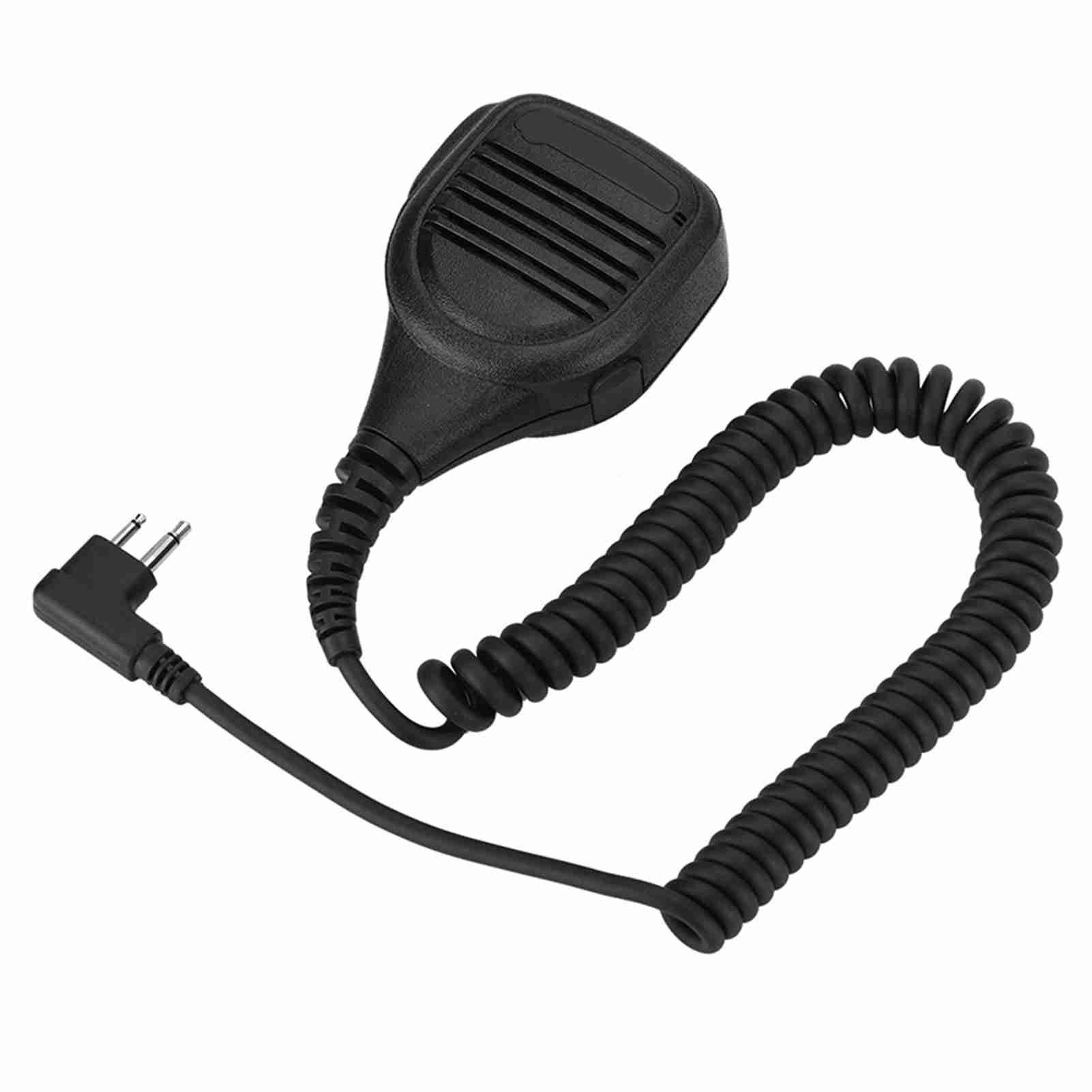Walkie Talkie Hand Microphone with 3.5mm Headphone Jack, Steel Belt Clip, Environment Friendly PU
