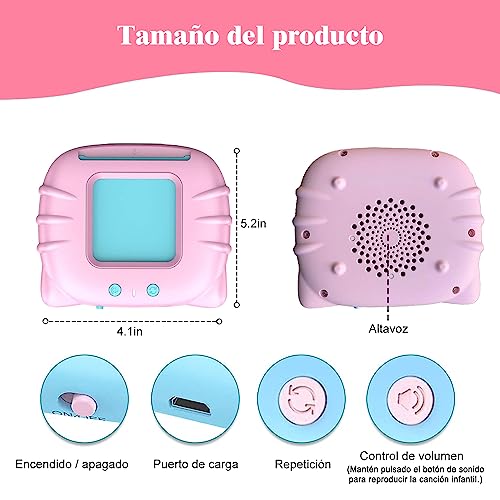 Juguetes de Aprendizaje con Tarjetas Flash Parlantes, Lectura Bilingüe en Español e Inglés, Máquina de Lectura de Juguetes Educativos con 510 Palabras, Juguetes Regalo de Cumpleaños para niños (Rosa)