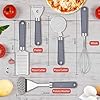 Uarter Kitchen Utensil Sets 5 Pcs - Kitchen Tools Essentials Gadgets - Cookware Gadgets/Accessories with Potato Masher | Peeler | Cheese Grater | Whisk | Pizza Cutter - Cooking Utensils for Daily Use