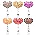 Ascrafter Multicolor Heart Retractable Name Card Badge Holder with Alligator Clip, ID Badge Reel Clip On Card Holders, 6 Pack