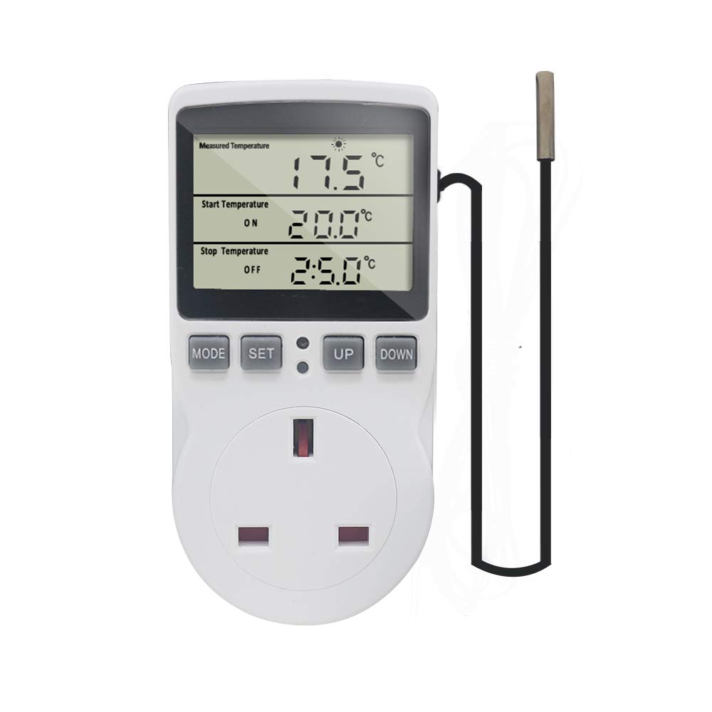 KETOTEK Digital Thermostat Plug Socket Temperature Controller 220V with Sensor Probe