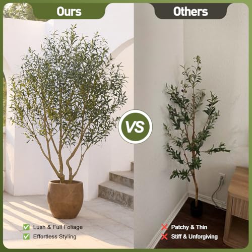 Verinatural Olive Tree Artificial Indoor 8ft - UV Resistant Large Fake Plants - Realistic Faux Olive Tree in Pot - Tall Artificial Plants Outdoor for Home, Patio, Living Room, Office Decor,VN138