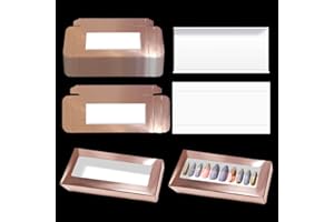 NOVAL Empty Press on Nails Packaging Box Set - 25 PCS Nail Package Boxes with 25 PCS White Background Papers for Press on Nails, Bead Storage, Hair Tie Organizer，Small Items Craft Storage