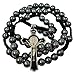 8mm Black Hematite Beads BLESSED CATHOLIC ROSARY Saint Benedict Crucifix Gift Pouch