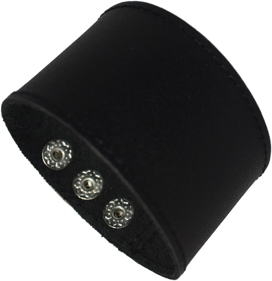 Making up Men's Black Brown White Leather Bracelet Single Layer Wristband Cuff Bangle,Length:21.9cm