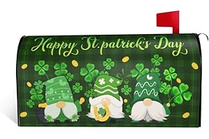 ADIKJXQH St Patricks Day Mailbox Cover Standard 18 X 21 Inch Gnome Shamrock Clover Mailbox Cover Magnetic Waterproof Post Wraps Saint Patricks Day Mailbox Cover for Outdoor Yard Spring Decorations