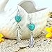 Elogoog Vintage Long Tassel Feather Beads Drop Pendant Fringed Earring Fish Hook Earrings (Green)