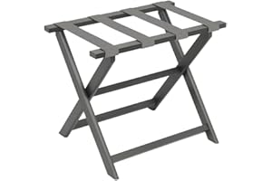Gate House Furniture Grey Straight Leg Dark ECO Folding Luggage Rack, 23" x 13" x 20"