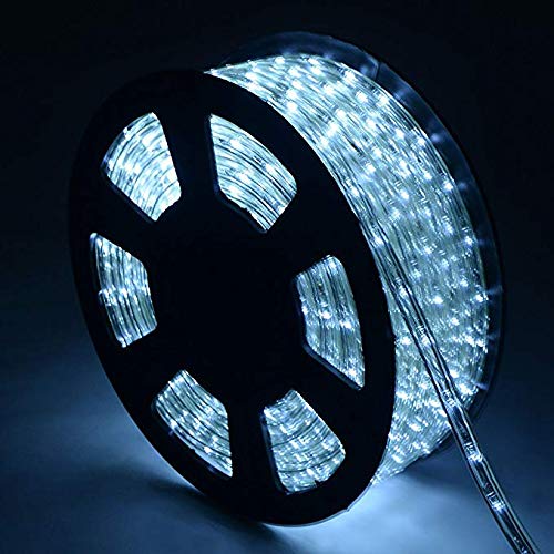 PUHONG 110V 2-Wire Waterproof LED Rope Light Kit for Background,Outdoor,Christmas Lighting,Trees,Bridges and Decorations Eaves with UL Certified (100FT/30M) (White) - Thumbnail 2