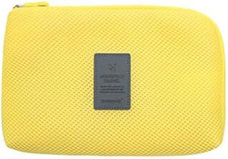 Multi-functional Pouch Air Mesh Electronic Organiser Digital Admission Package for Kinds of Electronic Accessories Coin Purse Camera Case Cosmetics Pouch Travel Accessory - Lemon yellow, L
