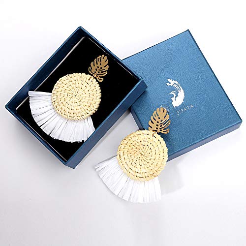 Acrylic Earrings for Women Drop Dangle Leaf Earrings Resin Minimalist Bohemian Statement Jewelry (2 pair Rattan Acrylic-Round) - Thumbnail 6