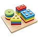 Wooden Geometric Shapes Sorter and Colors Recognition Stacking Toys for Toddlers