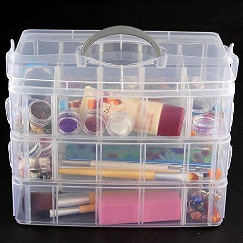 3 Tier Clear Stackable Storage Box 30 Compartment Craft Storage Organizer for Sewing