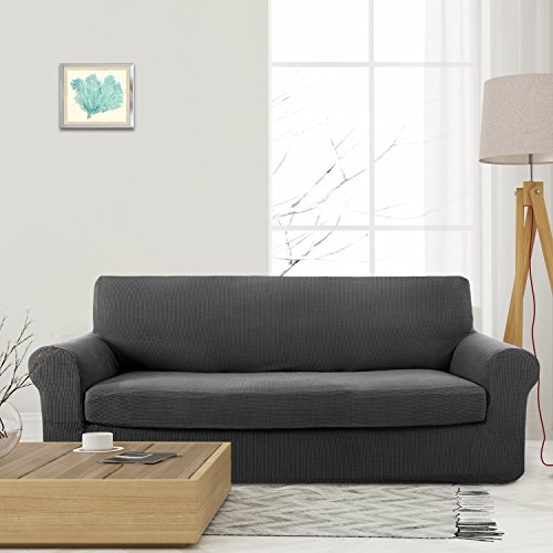 image for Deconovo Jacquard Spandex 2 Pieces Sofa Slipcover Fitted Sofa Cover Se