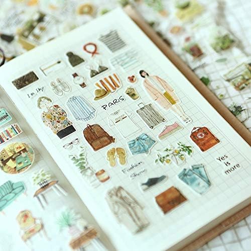 Original Phone Stickers Scrapbook Stickers, Doraking Cute Cartoon Cloth Mini Size Stickers Decals for Phone, Laptop, Windows, Monitor(Find The Beauty, 33PCS)