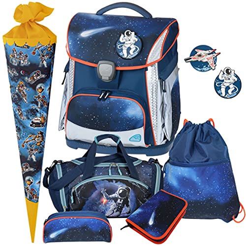 Space - Weltraum - Schneiders TOOLBAG Plus mit LED-LEUCHTSYSTEM und PATCHIES - Schulranzen-Set 6tlg. mit Sporttasche und…