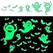 LUDILO 35Pcs Halloween Party Decorations Halloween Decals Wall Stickers Halloween Glow Stickers Glow in The Dark Stickers Bats Luminous Ghost Peeping Eyes Halloween Decor for Kids Room