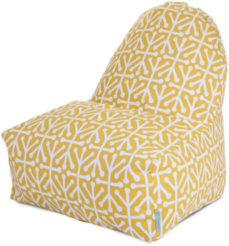 Durable Ivy Bronx Nerys Geometric 30" H x 26" W Indoor Outdoor Bean Bag Lounger, Zippered Slipcover, Citrus