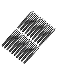 uxcell   Pinzas de punta plana de plástico negra antiestáticas de 4,7 pulgadas