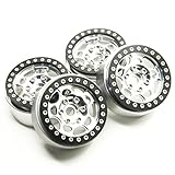 MOHERO 1.9'' Alloy Beadlock 1/10 RC Wheel Rims for SCX10 CC01 D90 TRX-4 Cars (Silver)