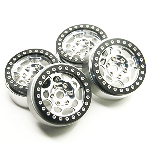 MOHERO 1.9'' Alloy Beadlock 1/10 RC Wheel Rims for SCX10 CC01 D90 TRX-4 Cars (Silver) MOHERO 1.9'' Alloy Beadlock 1/10 RC Wheel Rims for SCX10 CC01 D90 TRX-4 Cars (Silver)