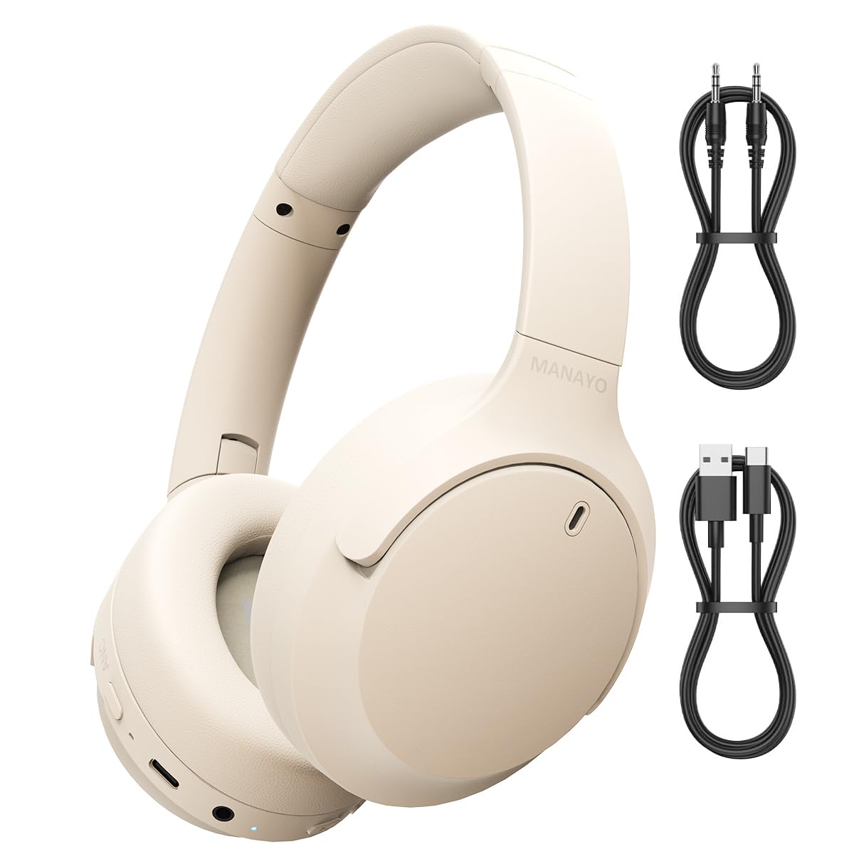 Photo 1 of MANAYO Bluetooth Over Ear Headphones, Foldable and Rotatable Wireless Wired ANC Headphones with Microphone for Cell Phone, Computer, Laptop, 150 Hours Playtime, Bluetooth 5.3v, 38ms Low Latency