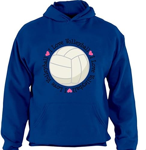MhuJohnson Volleyball Lover Girl's Basic Cotton Long-Sleeve Hoodies Hoodie Blue Large