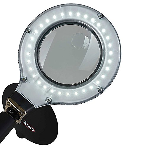 Premium Desk Magnifying Lamp - 3 Diopter/12 Diopter Spot - Up to 5x Magnification - 35 LED Long Life Illumination - Ideal for Lice Treatment