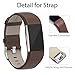 Henoda Replacement Bands Compatible with Fitbit Charge 2, Classic Genuine Leather Charge 2 Band Fitness Wristband for Women Men Small Large Tan