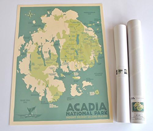 Acadia National Park Map, Maine Print (18x24 Travel Poster, Wall Decor Art)
