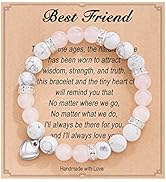 HGDEER Natural Stone Friendship Bracelet, Meaningful Gifts for Women Girls with Gift Message Card