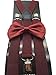 Burgendy Maroon Color Wedding Accessories Adjustable Bow Tie & Suspenders
