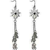 Vintage Black Gothic Spider Earrings Punk Style Halloween Red Crystal Spider Drop Dangle Earrings Reptile Animal Jewelry for Women